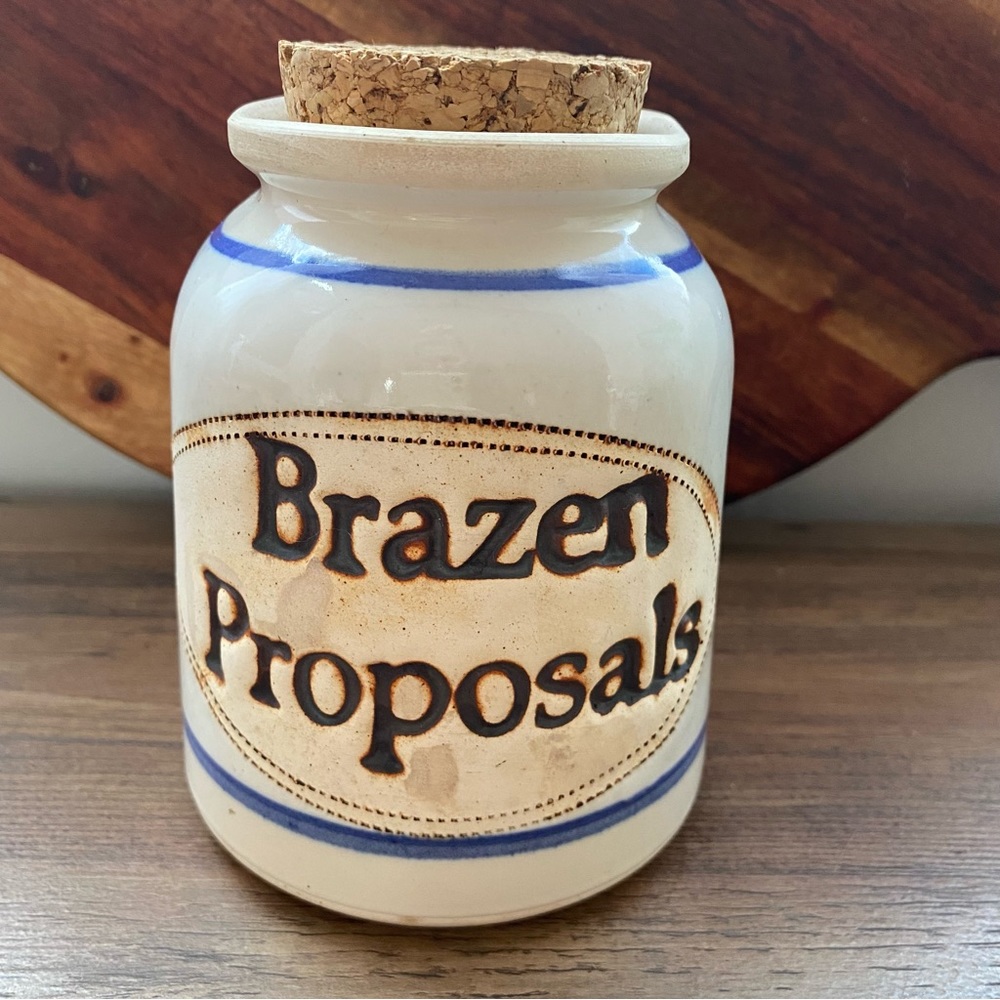 Vintage Novelty “brazen proposals” Pottery Jar / flower vase